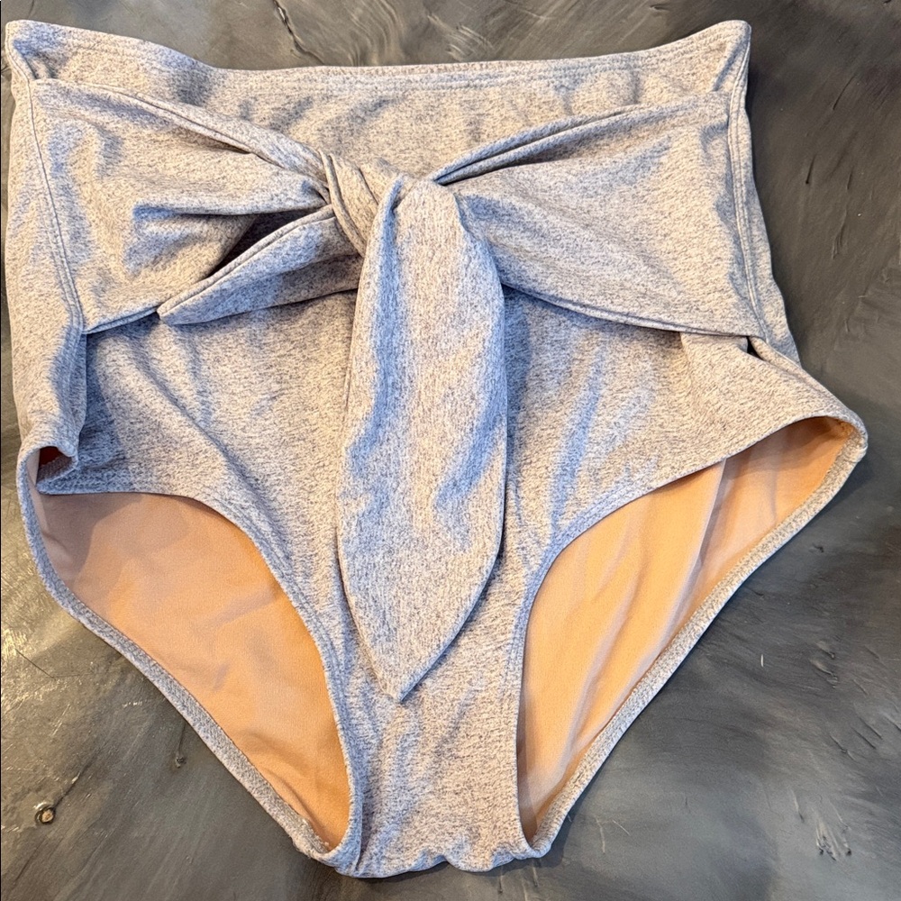 Kortni Jeane High-Waisted Gray Bikini Bottoms with Bow